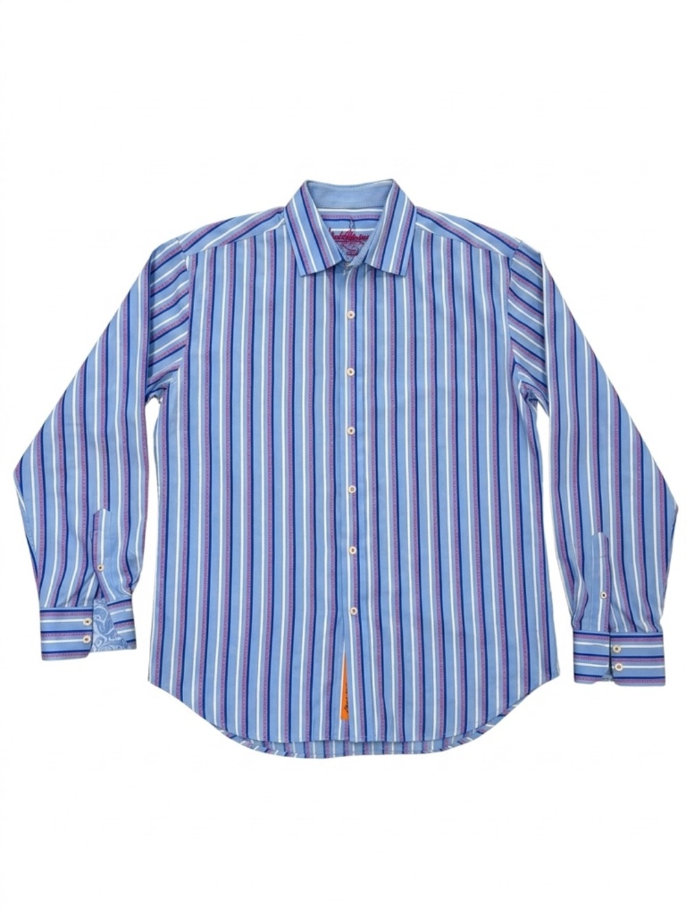 Robert Graham Blue and Purple Striped Dress Shirt